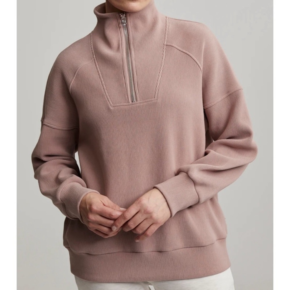 NEW VARLEY Rhea Half-Zip Sweat Pullover in Antler